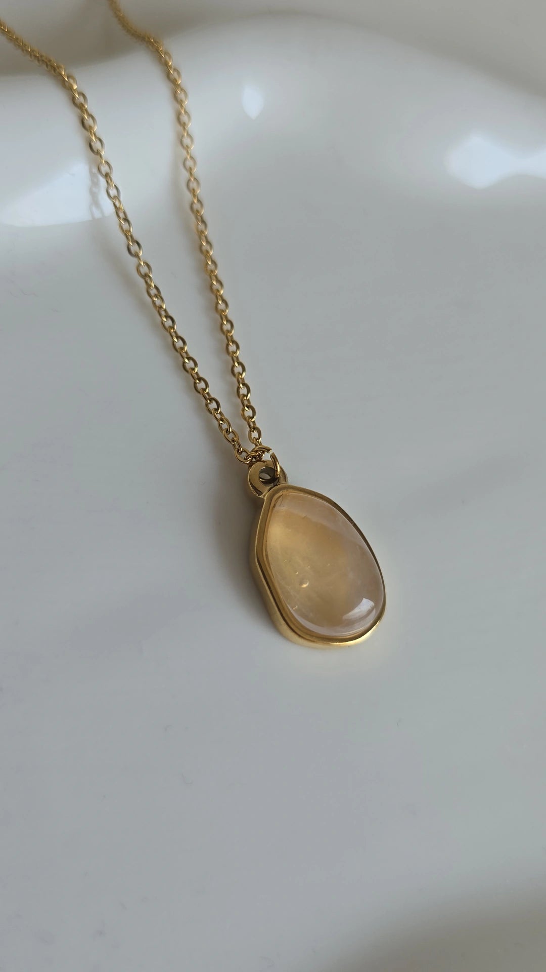 Light clear pink resin necklace