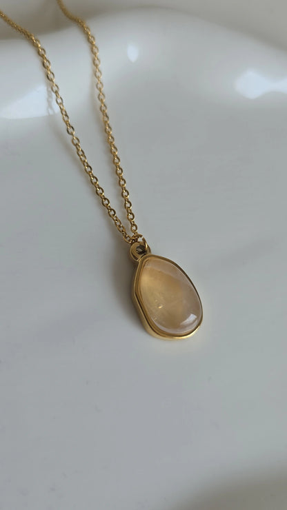 Light clear pink resin necklace