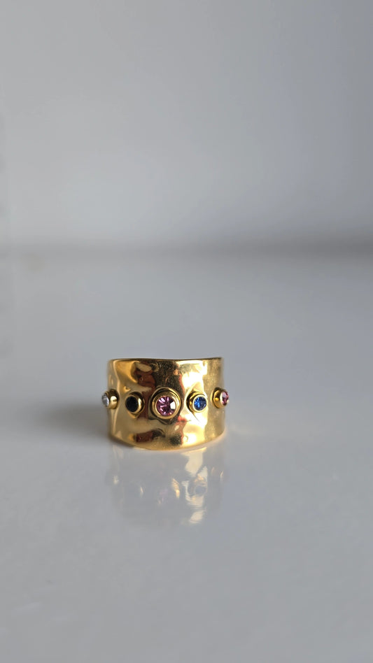 18k Gold plated Multil colour Cuff Ring