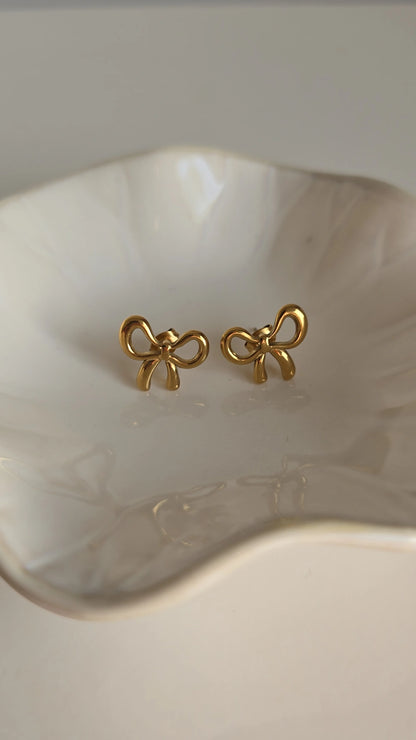 Gold plated bow earrings