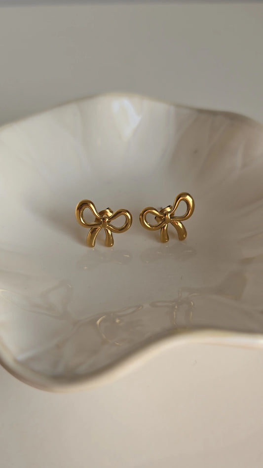 Gold plated bow earrings