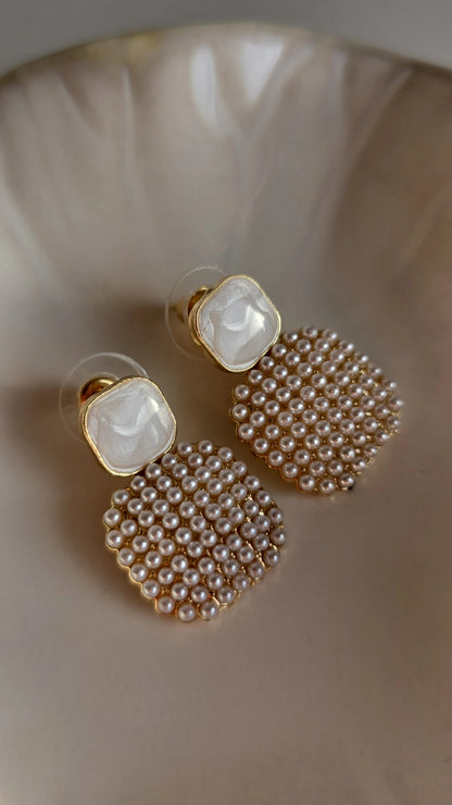 Square pearl earrings