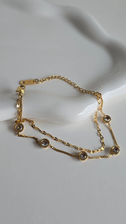 18k Gold plated double chain bracelet
