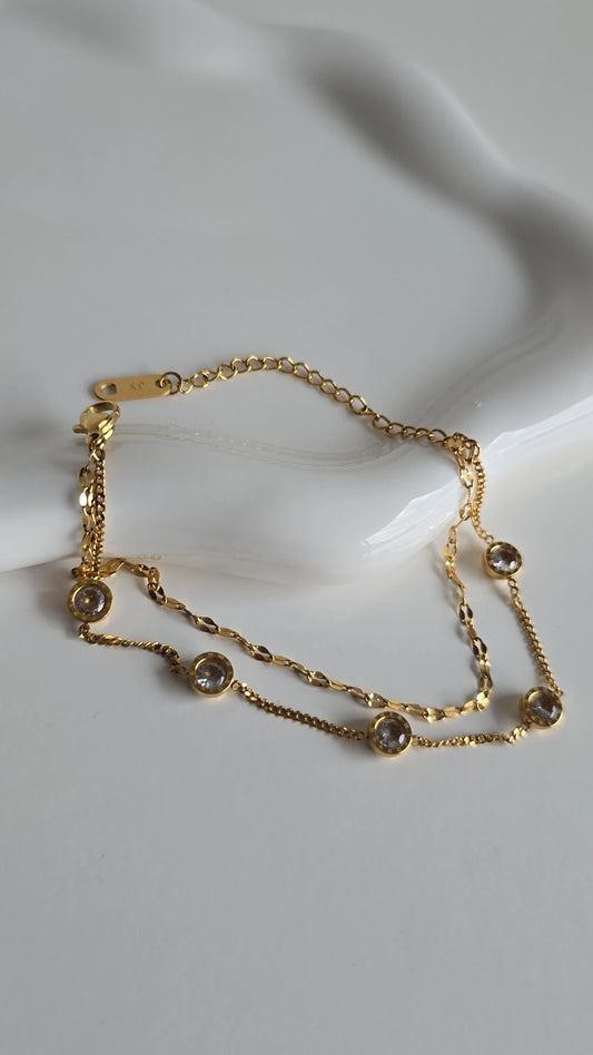 18k Gold plated double chain bracelet