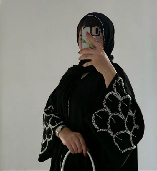 Black abaya detail sleeve  embellishments
