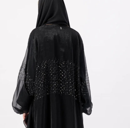 Black overcoat gemstone Abaya