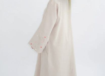 Love heart embroidery sleeve abaya