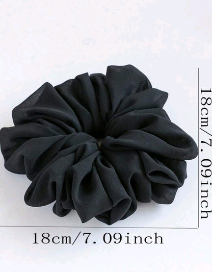 Black Large Chiffon Scrunchie