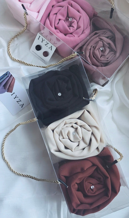 3 premium chiffon Hijab gift boxes with 2 hijab magnets