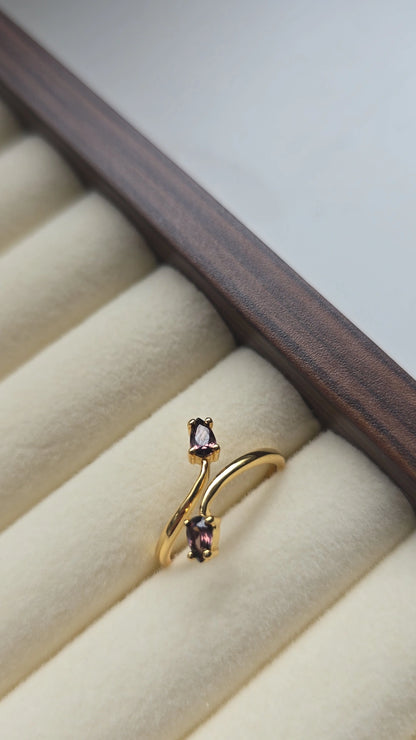 Double Stone Wrap Ring 18k Gold plated/Stainless Steel