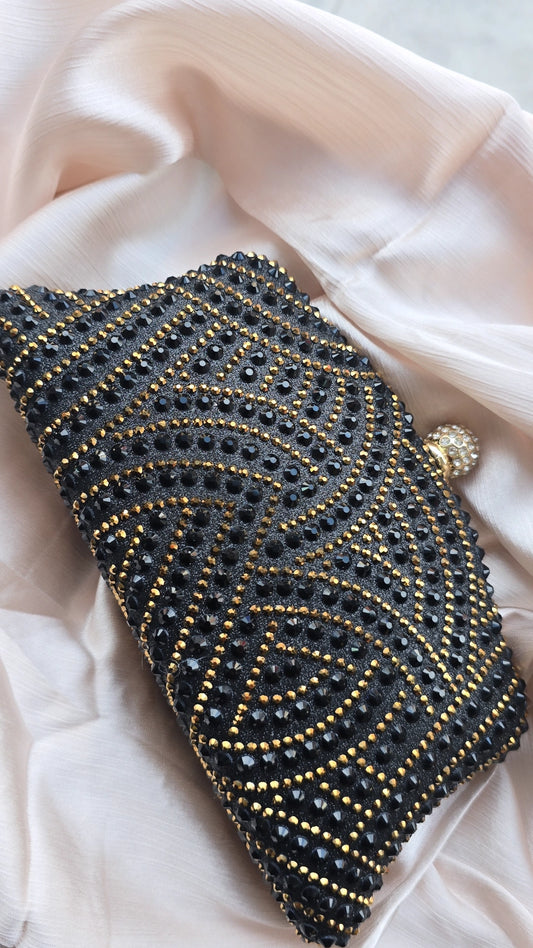 Black and gold daimond Clutch bag