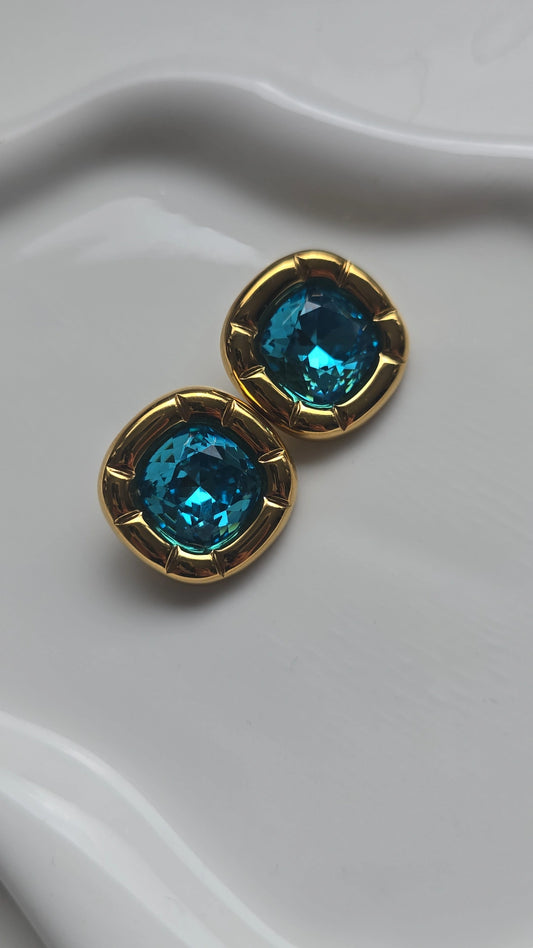 Ocean Blue large Stud Earring