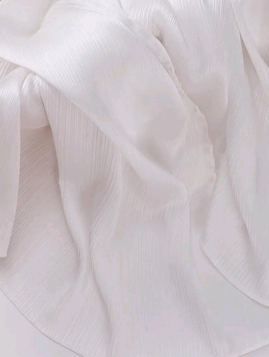 White satin crinkle hijab