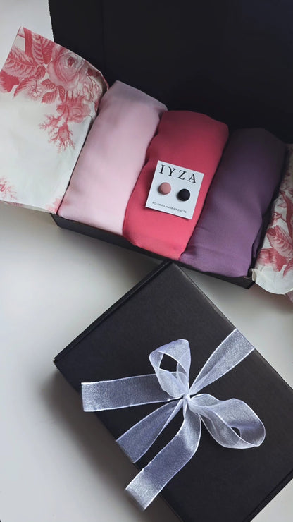 3 Hijab and 2 hijab magnets gift set