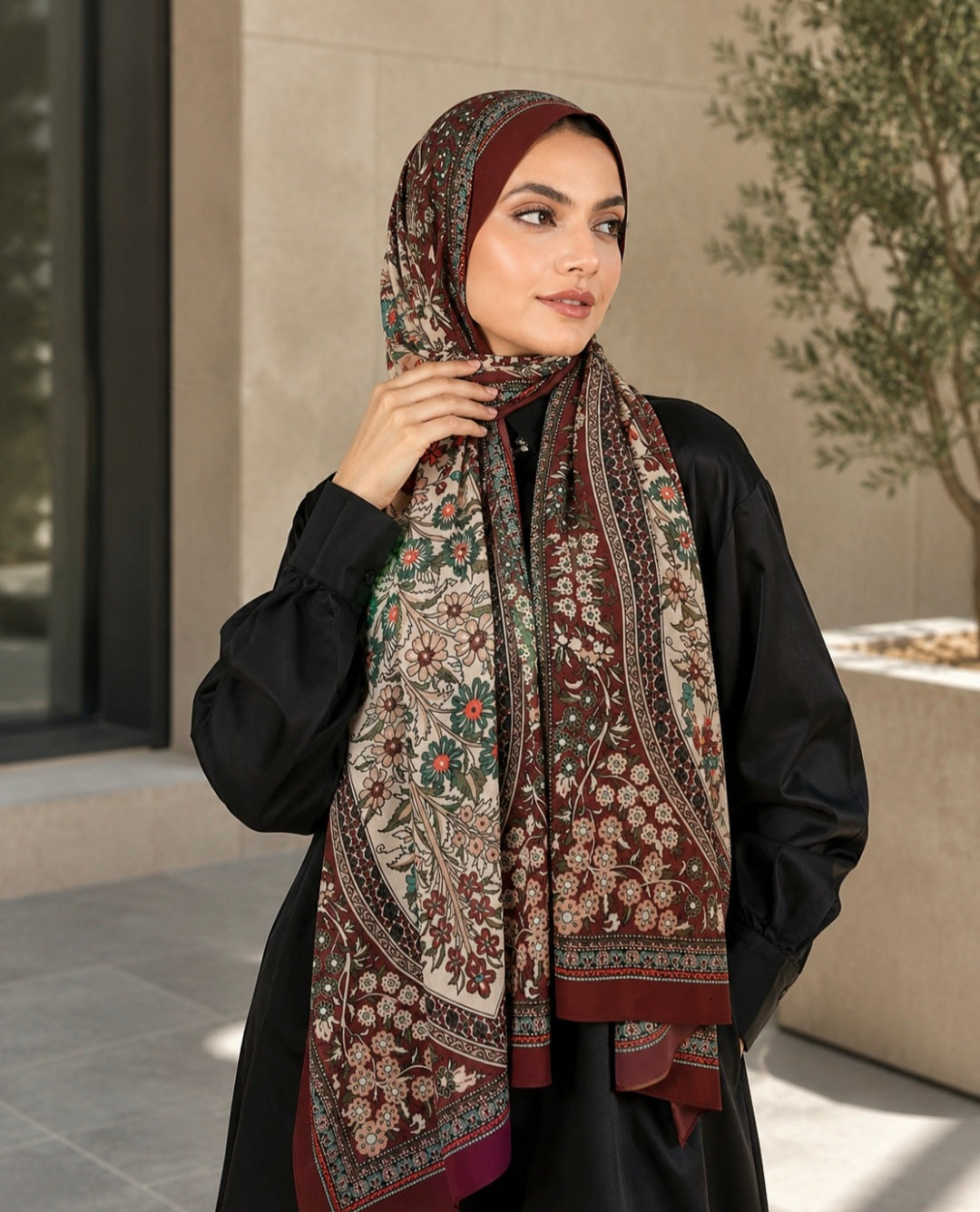 Printed Floral Plant Hijab