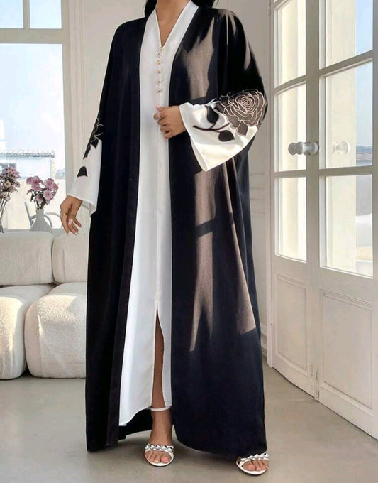 Black Rose open Abaya
