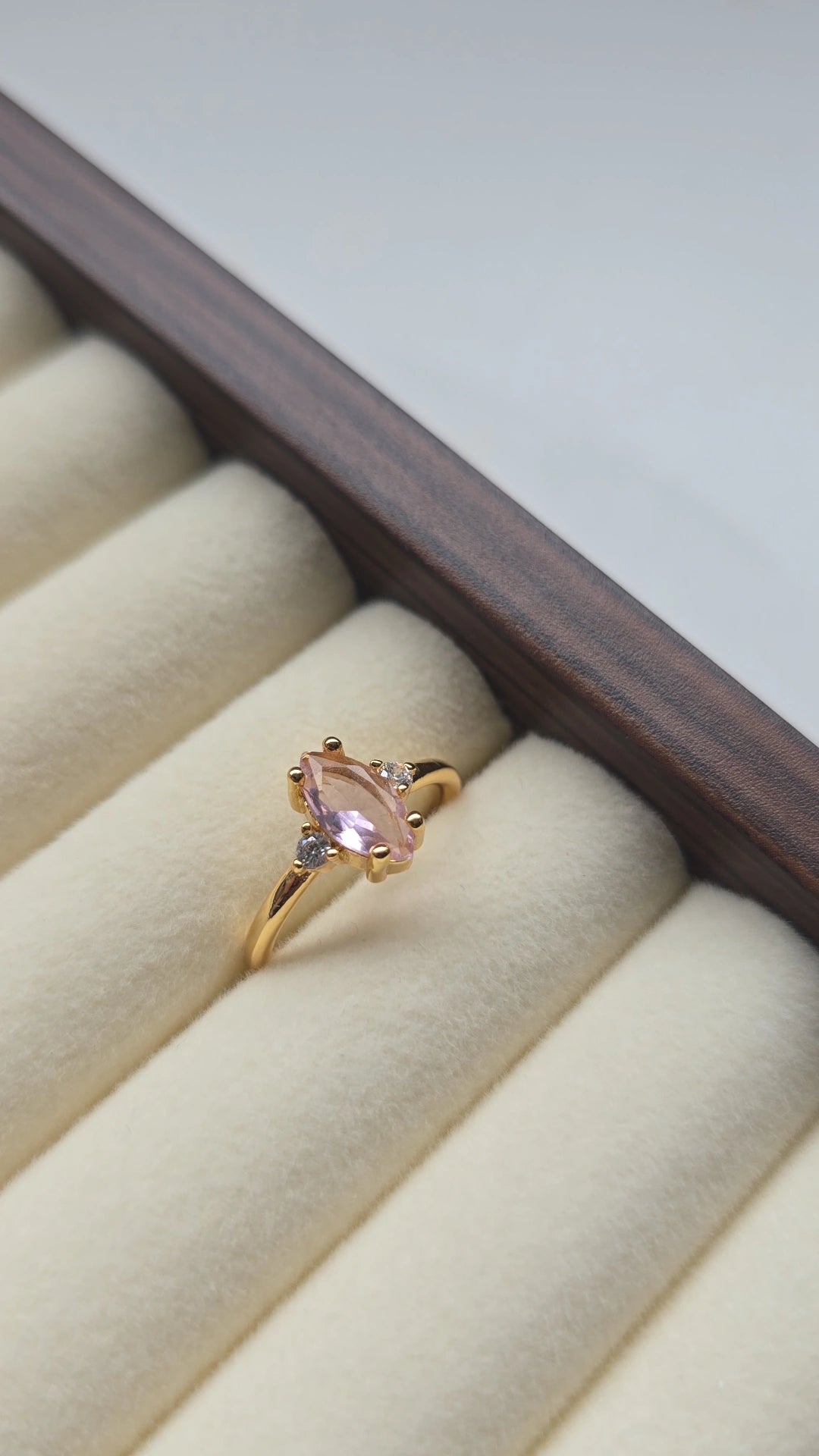 Baby Pink Stone Ring 18k Gold plated/Stainless Steel