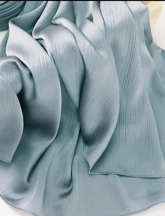 Baby Blue satin crinkle hijab
