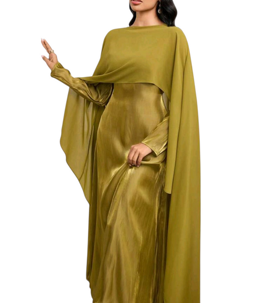 Olive Green Cape Dress