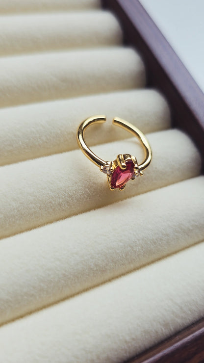 Ruby Red Stone Ring 18k Gold plated/Stainless Steel