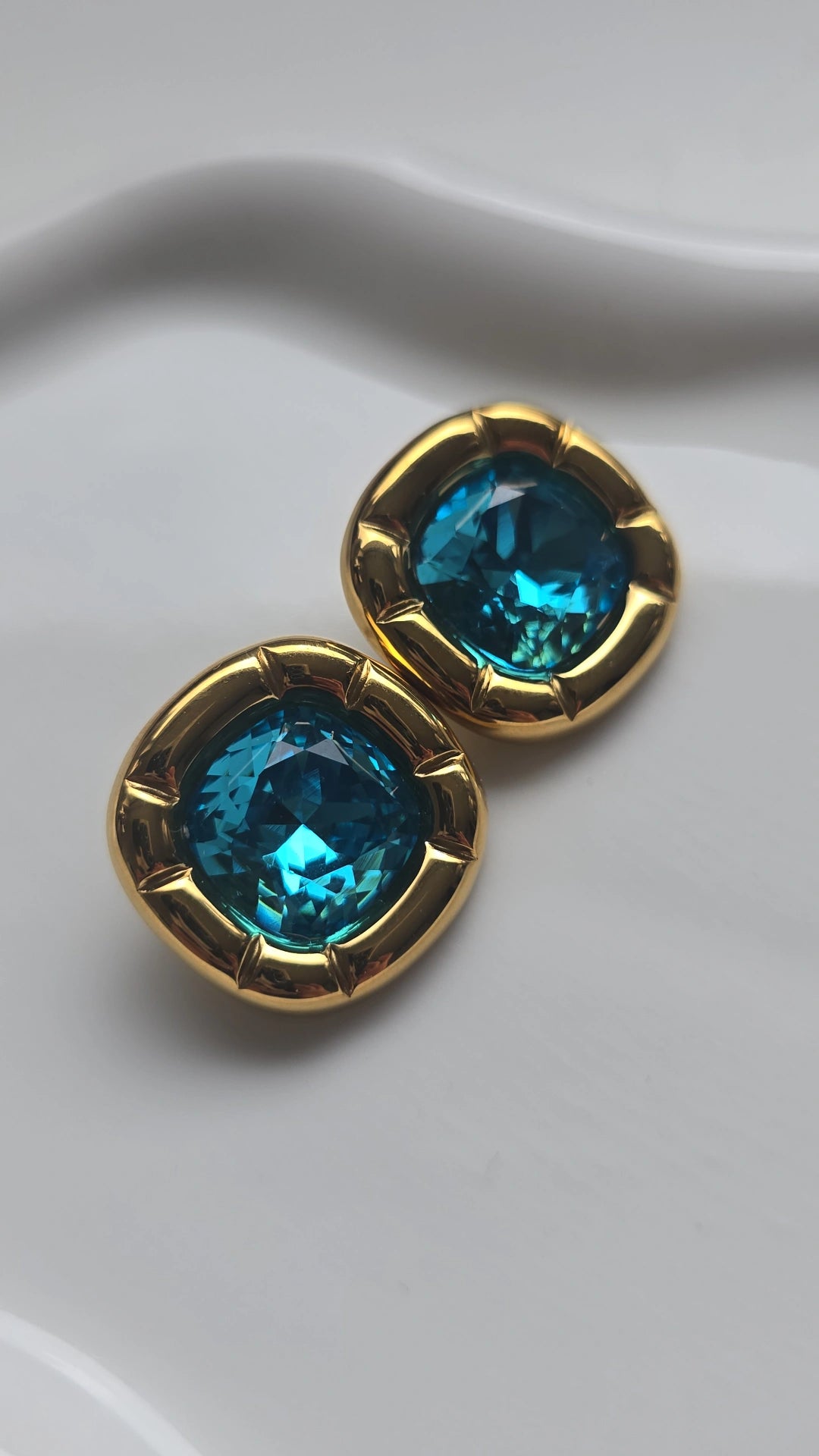 Ocean Blue large Stud Earring