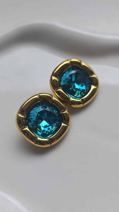 Ocean Blue large Stud Earring