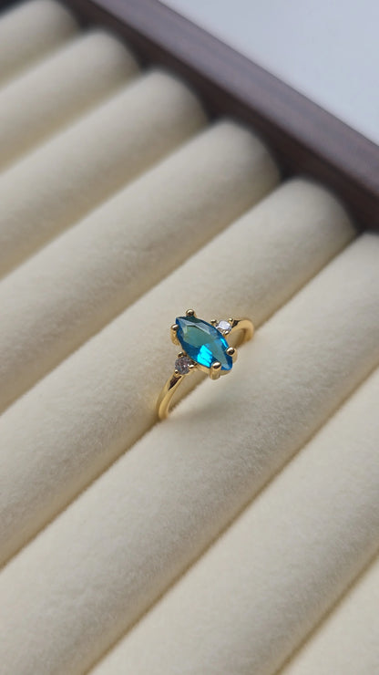 Ocean Stone Ring 18k Gold plated/Stainless Steel