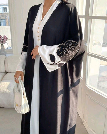 Black Rose open Abaya