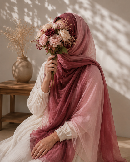 Ombrè Rose Red+Pink Hijab