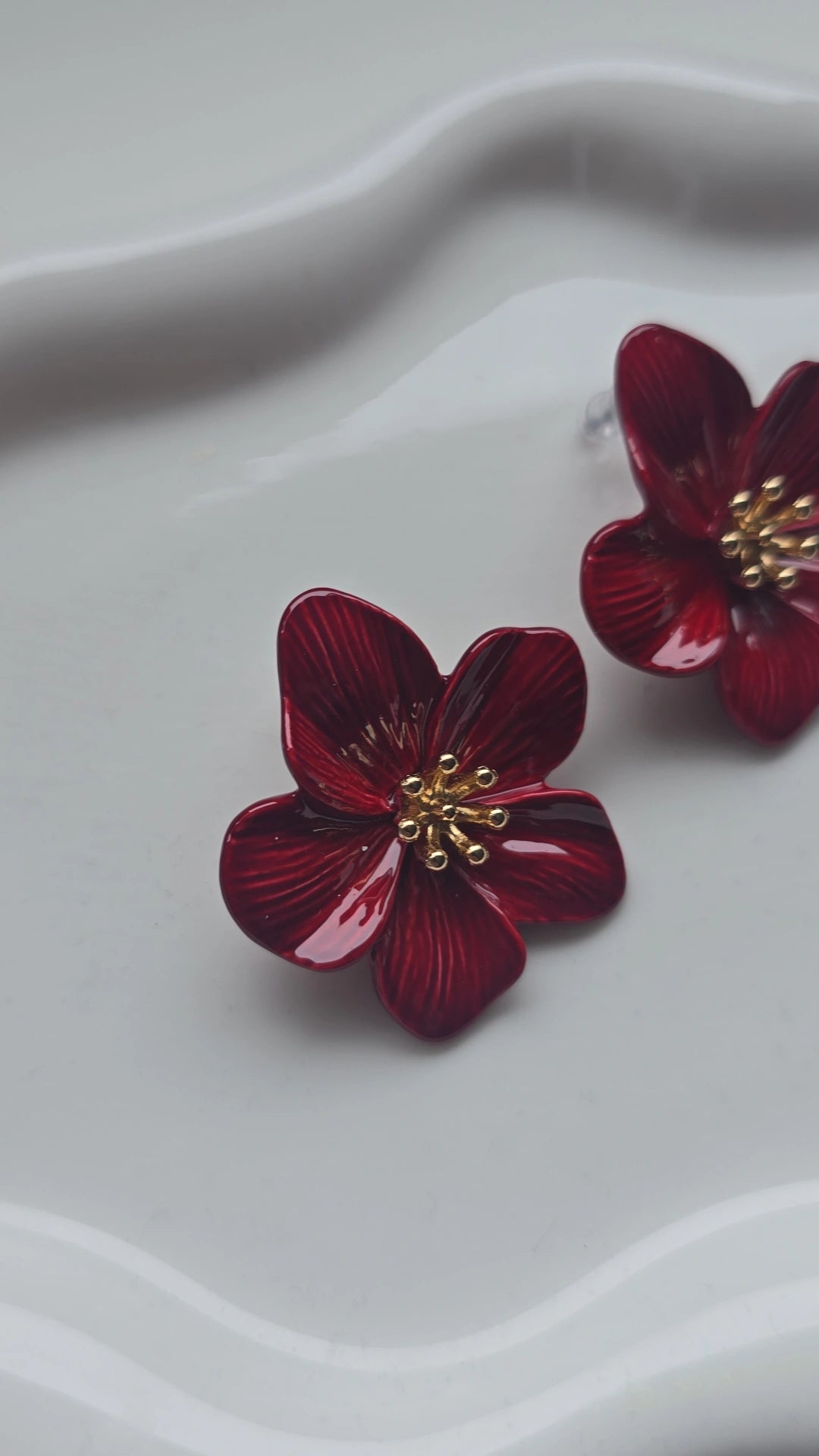 Red Flower Earrings
