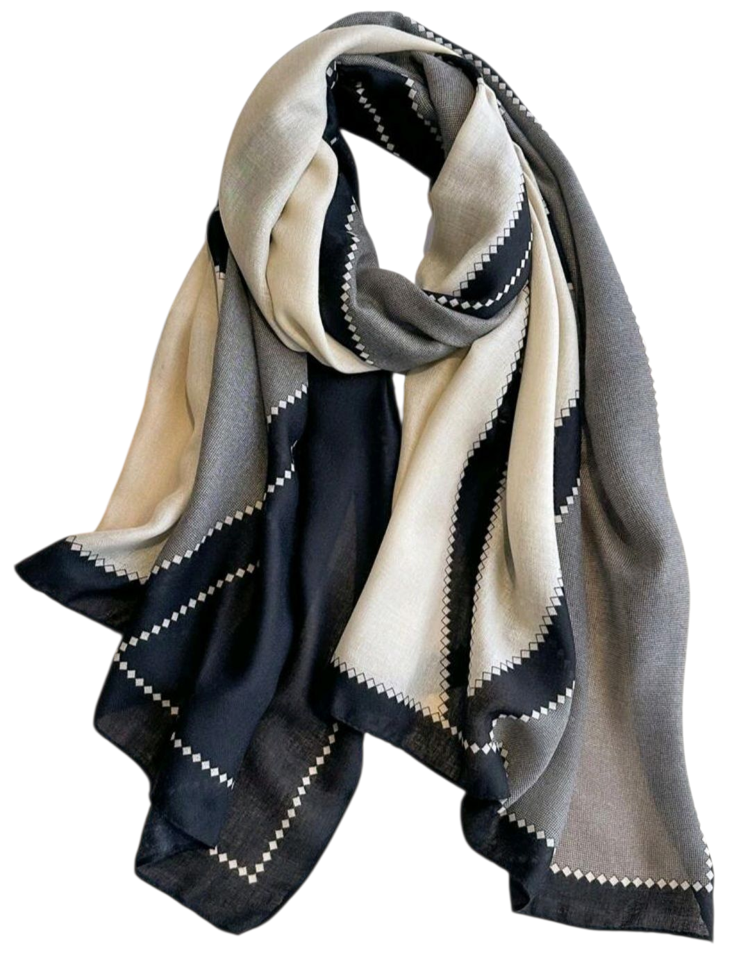 Black and white line printed Scarf