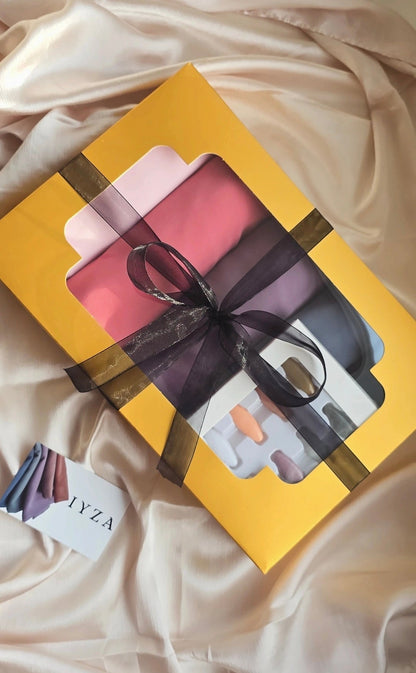 Premium chiffon Hijab gift boxes set with 8pcs pins and 2 hijab magnets