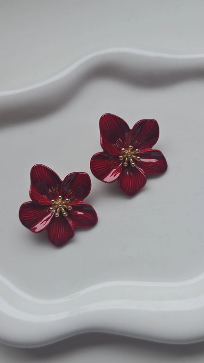 Red Flower Earrings