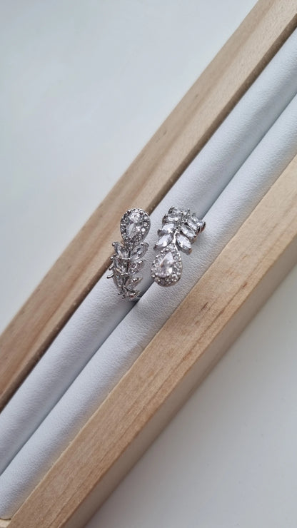 Silver water drop wrap Rhinestone Ring