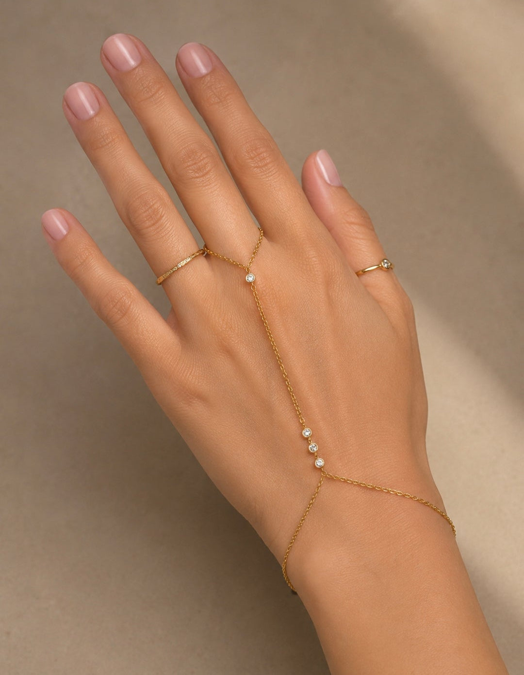 Diamond hand chain ring bracelet