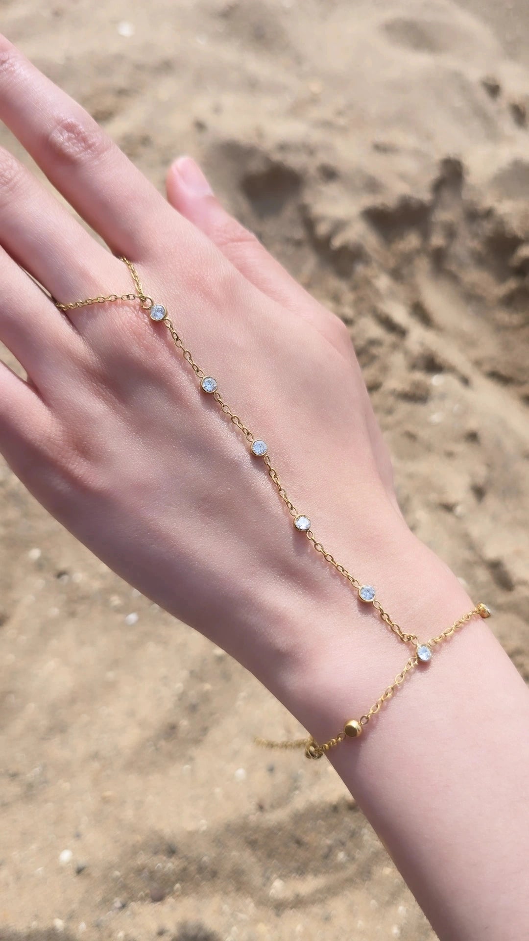 Full Diamond hand chain ring bracelet