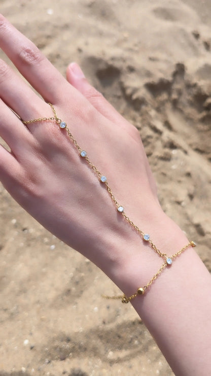 Full Diamond hand chain ring bracelet