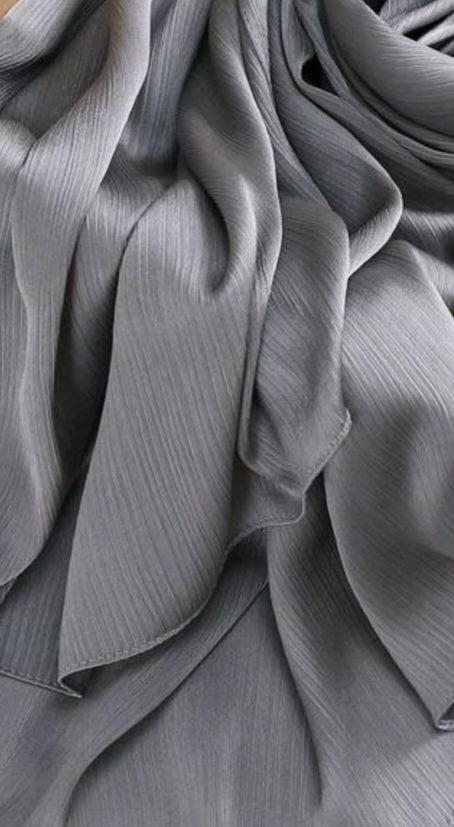 Grey satin crinkle hijab