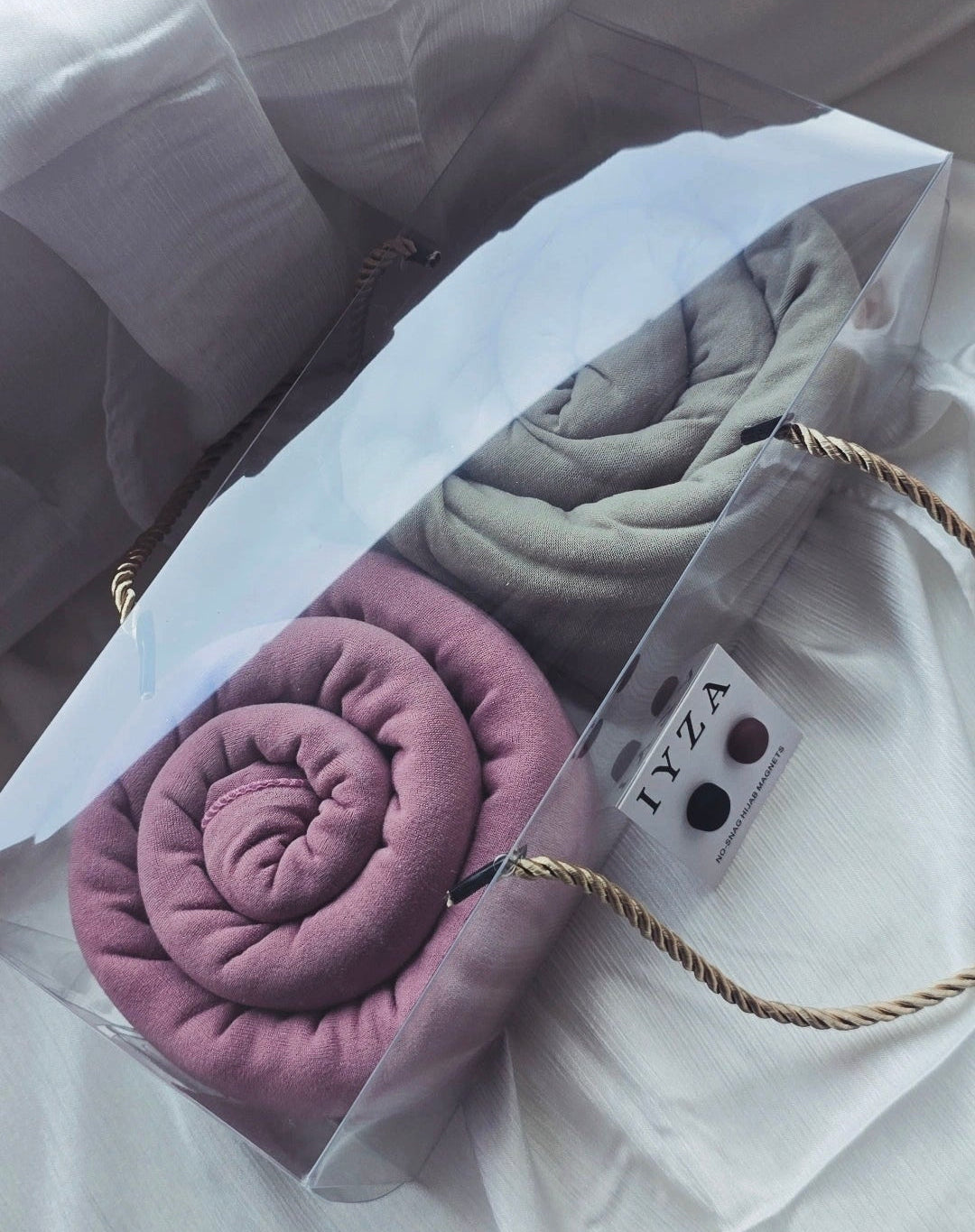 2 Premium Jersey Hijab gift boxes with 2 hijab magnets