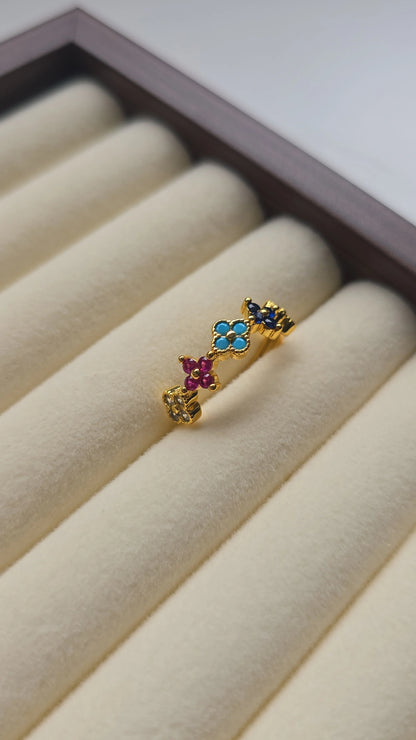Multi Colour Flower Ring 18k Gold plated /Stainless Steel