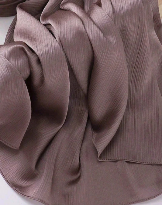 Dusty Taupe satin crinkle hijab