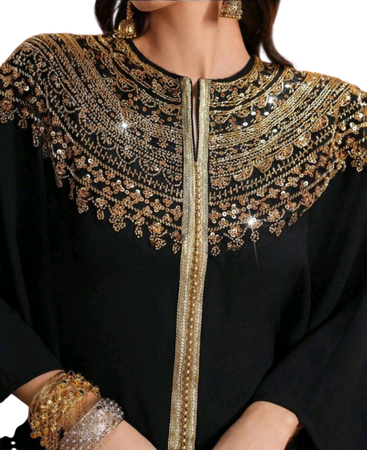 Embellished Round Neck Abaya