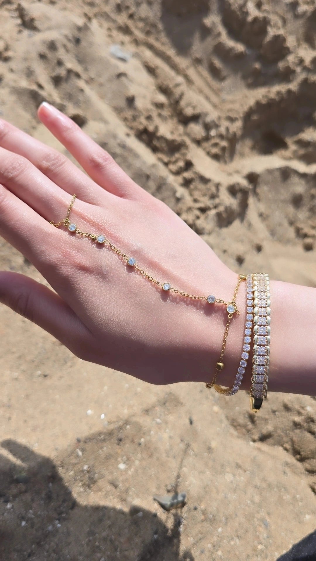 Full Diamond hand chain ring bracelet