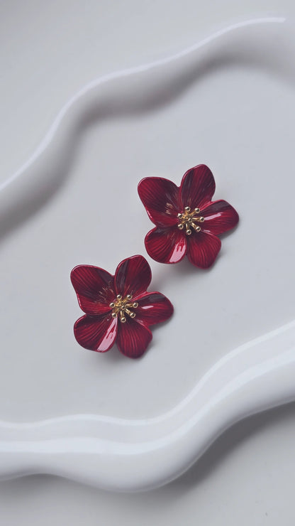 Red Flower Earrings