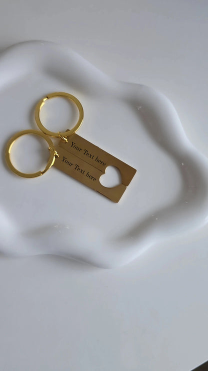 2pcs Connecting personalised love heart keyring