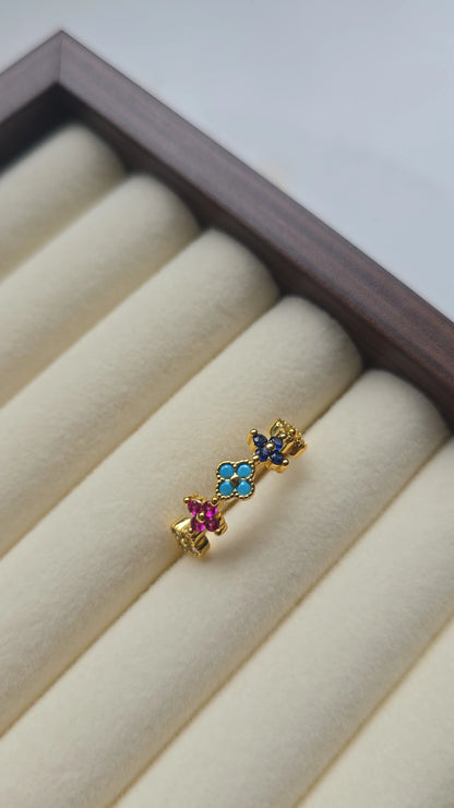Multi Colour Flower Ring 18k Gold plated /Stainless Steel