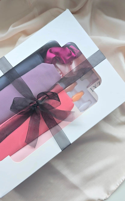 Premium chiffon Hijab gift boxes set with 8pcs pins and 2 hijab magnets and 4 scrunchies